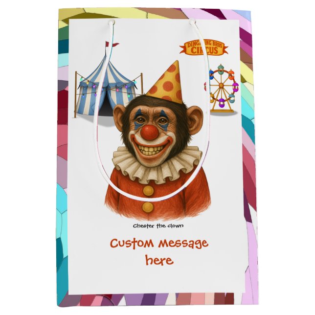 Chester the chimp clown medium gift bag (Front)