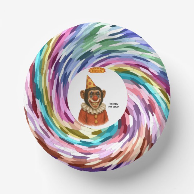 Chester the chimp clown paper plate (Front)