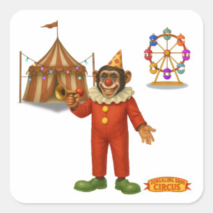 Chester the chimp clown square sticker