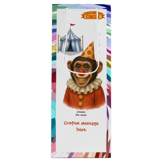 Chester the chimp clown wine gift bag (Front)