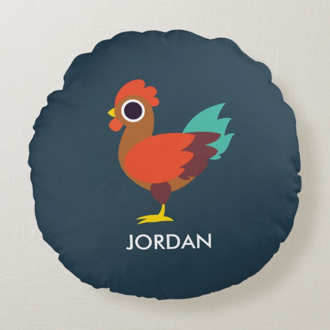 Chester the Rooster Round Cushion (Front)
