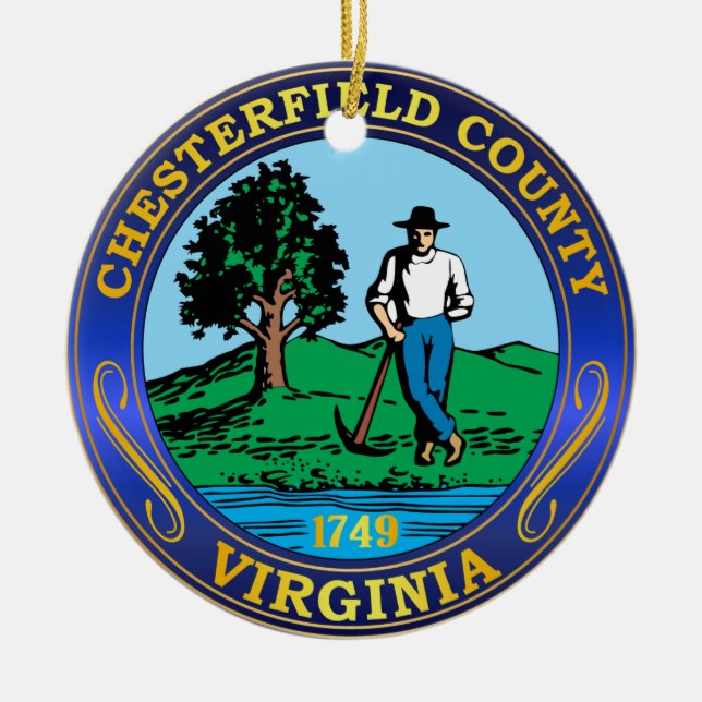Chesterfield County seal Ceramic Tree Decoration (Front)