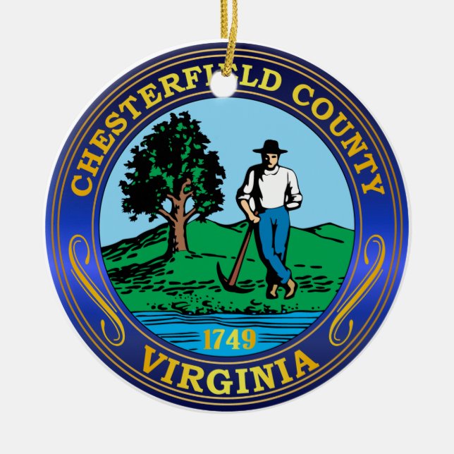 Chesterfield County seal Ceramic Tree Decoration (Front)