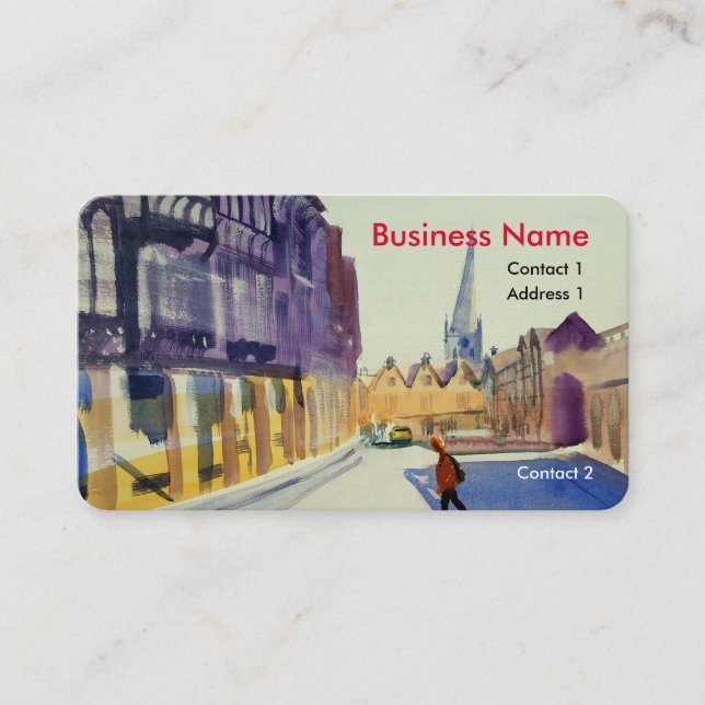 Chesterfield twisted crooked spire painting business card (Front)