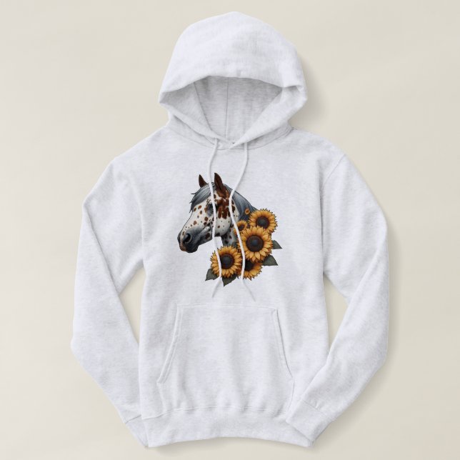 Chestnut Appaloosa Horse with Sunflowers Hoodie (Design Front)