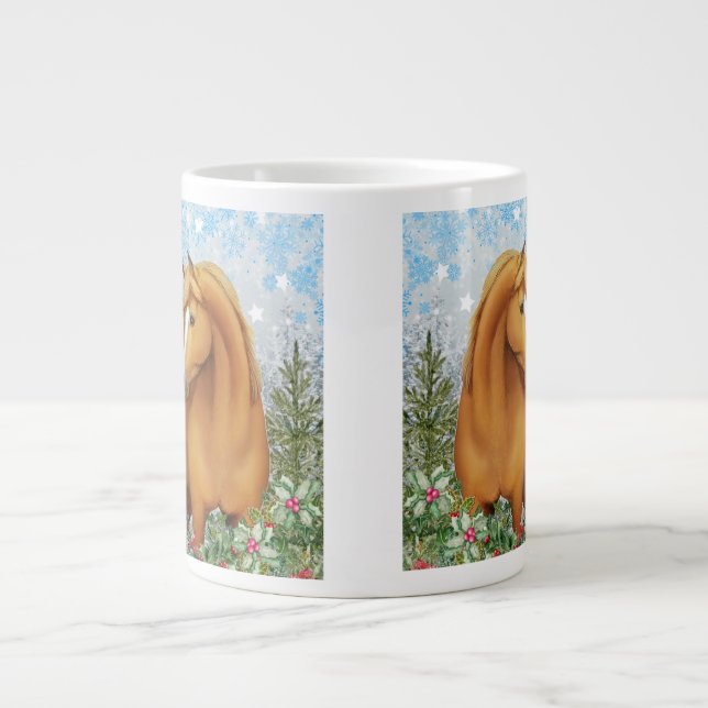 Chestnut Arabian Horse in Garden Large Coffee Mug (Front)