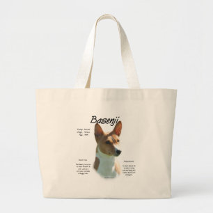 Chestnut Basenji History Design, All about Basenji Large Tote Bag