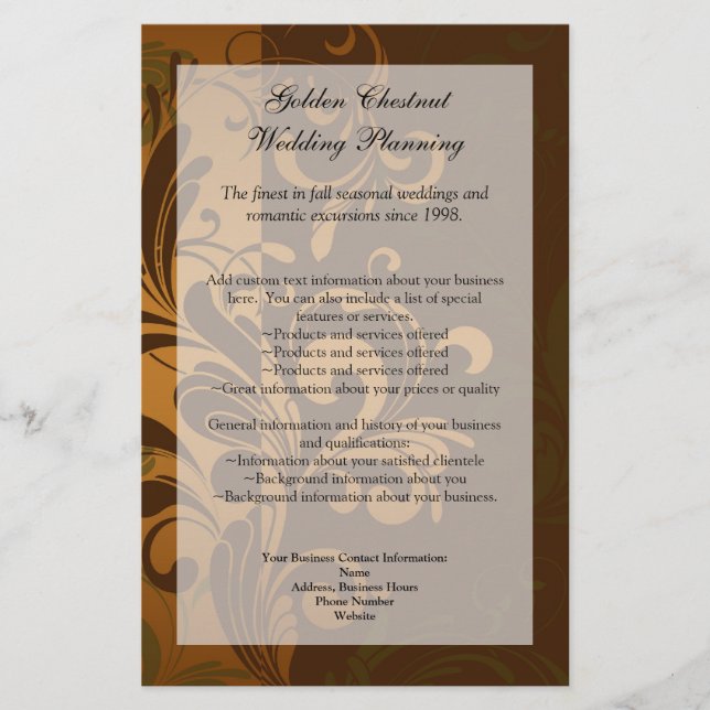 Chestnut Brown/Gold/Green Program, Menu or Flyer (Front)