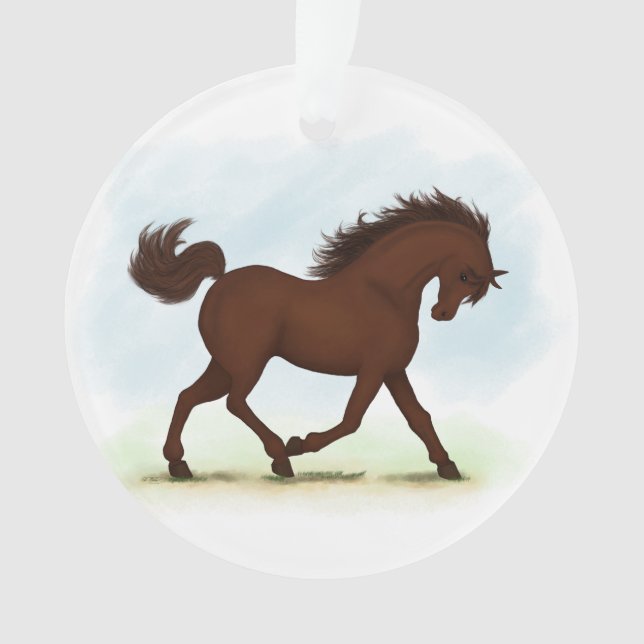 Chestnut Brown Horse Equestrian Ornament (Front)
