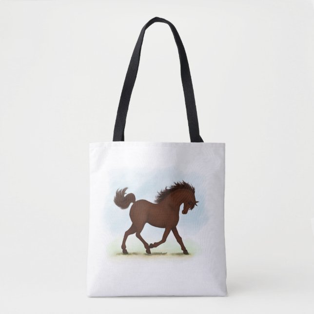 Chestnut Brown Horse Equestrian Tote Bag (Front)