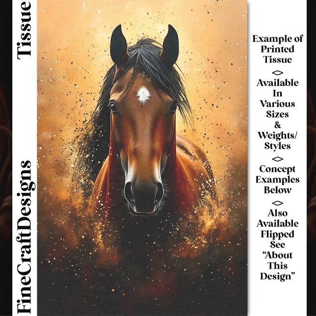 Chestnut Brown Horse, Gold & Black DF1L Decoupage Tissue Paper (Creator Uploaded)