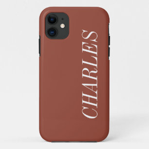 Chestnut Brown Solid Colour Minimalist Name iPhone 11 Case