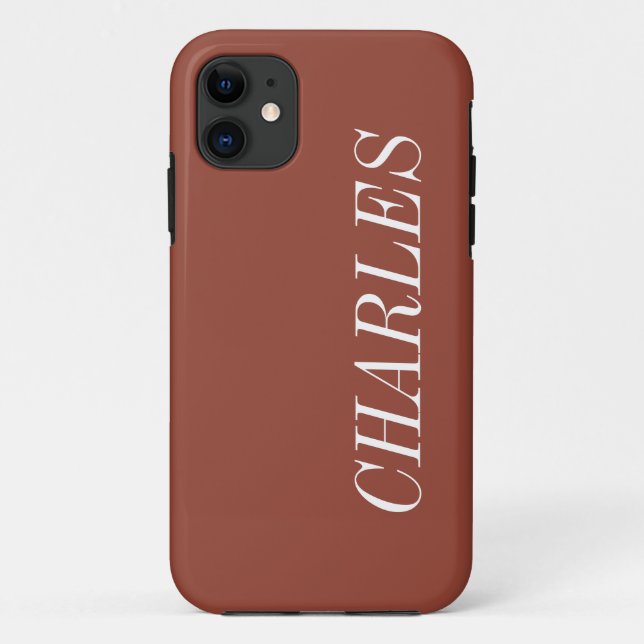 Chestnut Brown Solid Colour | Minimalist Name Case-Mate iPhone Case (Back)