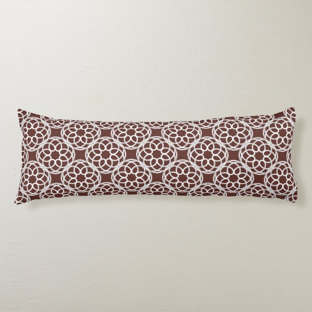 Chestnut Brown White Geometric Seamless Pattern Body Cushion (Front)