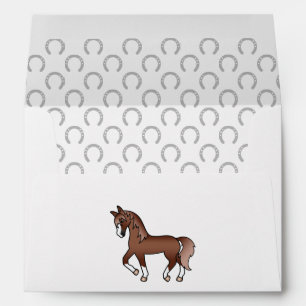 Chestnut Cute Cartoon Trotting Horse Illustration Envelope