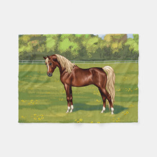 Chestnut Egyptian Arabian Horse Flaxen Mane & Tail Fleece Blanket