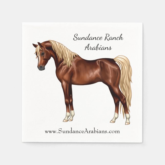 Chestnut Egyptian Arabian Horse Flaxen Mane & Tail Napkin (Front)