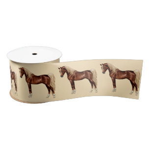 Chestnut Egyptian Arabian Horse Flaxen Mane & Tail Satin Ribbon