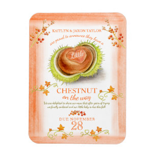 Chestnut fall baby pregnancy announcement magnet