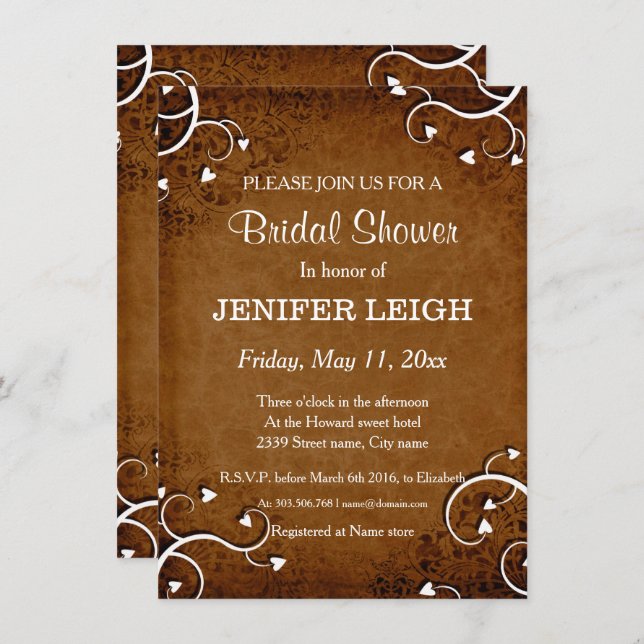 Chestnut fall Bridalshower  Invitation (Front/Back)