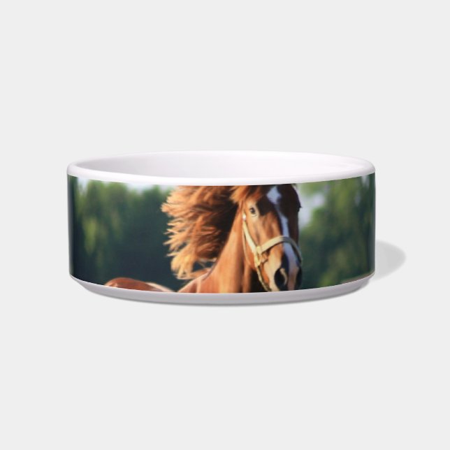 Chestnut Galloping Horse Pet Bowl (Front)