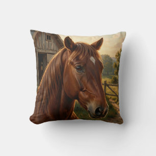 Chestnut Horse Golden Hour Barn Cushion