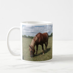 Chestnut Horse Grazing in Pasture Coffee Mug