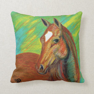 Chestnut Horse Head Art Cushion
