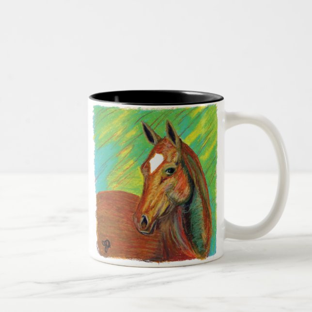 Chestnut Horse Head Art Two-Tone Coffee Mug (Right)