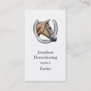 Chestnut horse in a silver horseshoe business card
