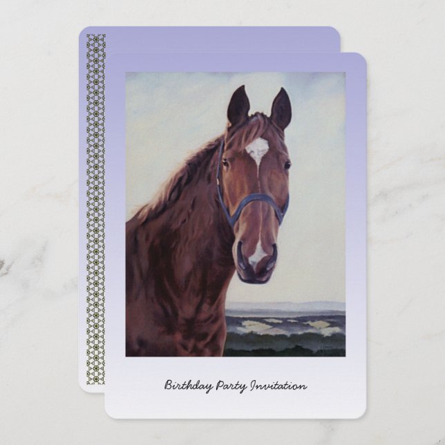 Chestnut Horse Oil Painting Invitation (Front/Back)