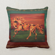 Chestnut Horse Pillow with stripes