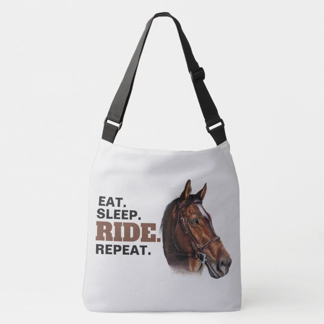 Chestnut Horse Tote Bag Eat. Sleep. Ride. Repeat. (Front)