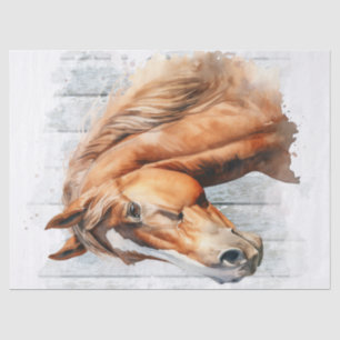 Chestnut Horse Watercolor Decoupage Tissue Paper