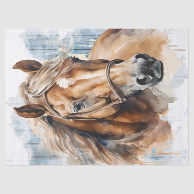 Chestnut Horse Watercolor Decoupage Tissue Paper (Front)
