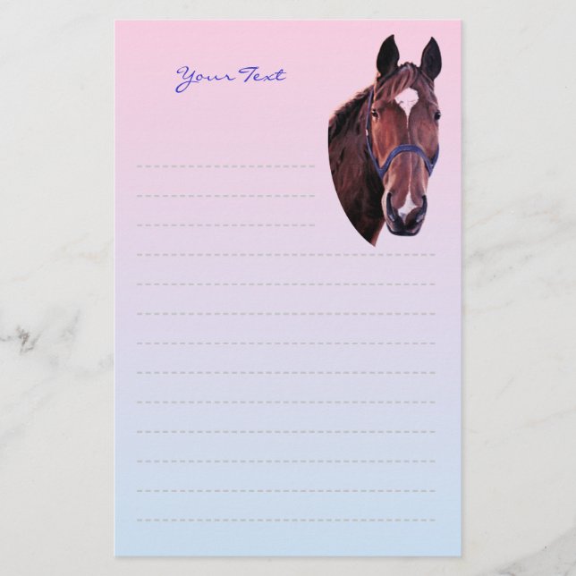 Chestnut Horse with White Star Art Writing Paper (Front)