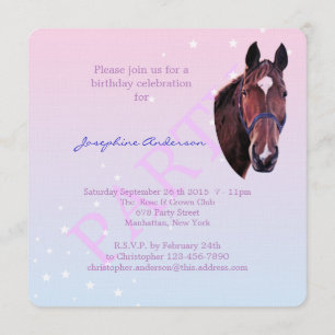 Chestnut Horse with White Star Invitation