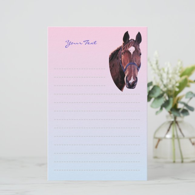 Chestnut Horse with White Star Writing Paper (Standing Front)