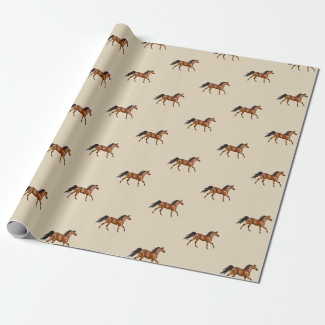 Chestnut Horses Wrapping Paper (Unrolled)