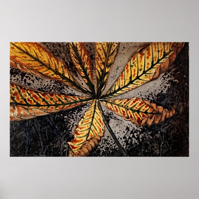 Chestnut Leaf by Julie de Graag - Retro Floral Poster (Front)