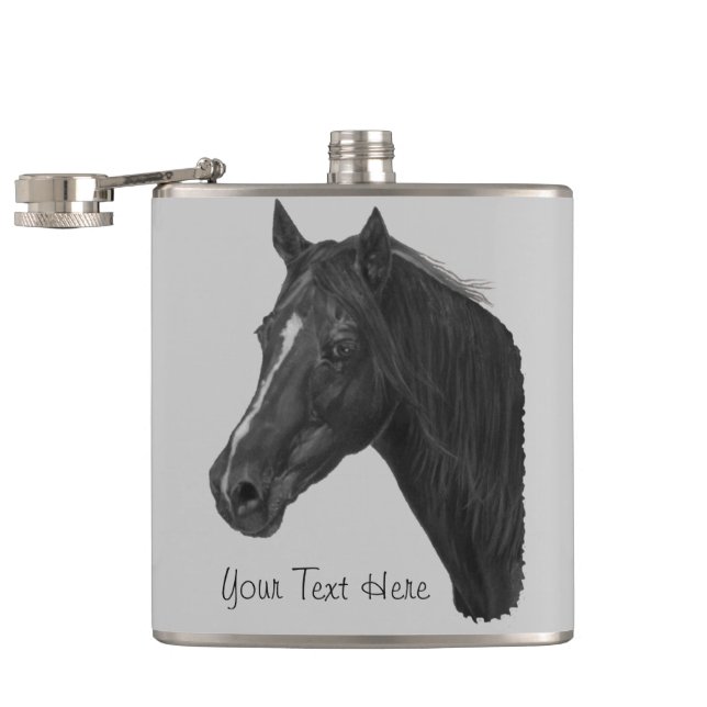 Chestnut mare brown horse portrait equine hip flask (Opened)
