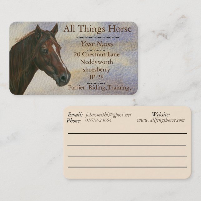 chestnut mare horse art equestrian farrier equine business card (Front/Back)