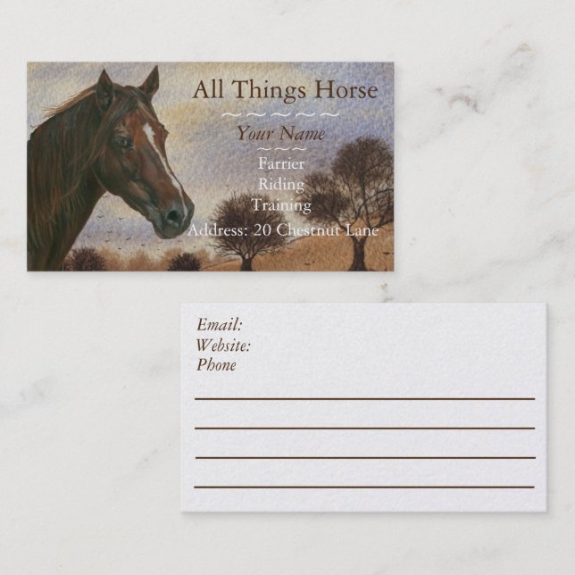 chestnut mare horse art equestrian farrier equine business card (Front/Back)