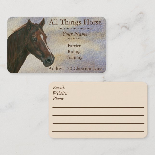 chestnut mare horse art equestrian farrier equine business card (Front/Back)
