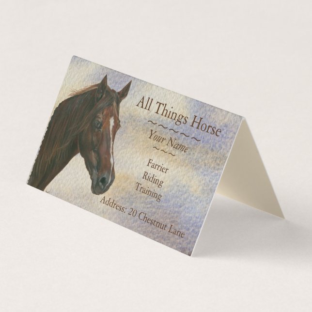 chestnut mare horse art equestrian farrier equine  business card (Front)