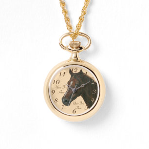 Chestnut mare horse portrait equine art painting watch