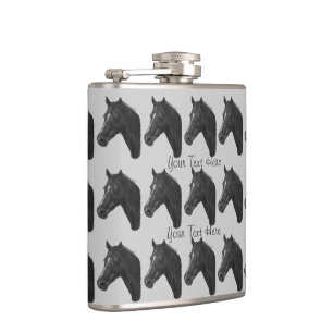 Chestnut mare horse portrait equine design hip flask