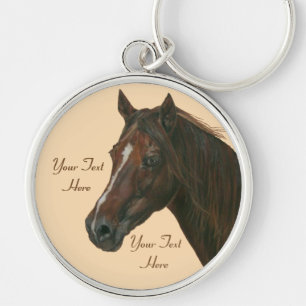 Chestnut mare horse portrait equine  key ring