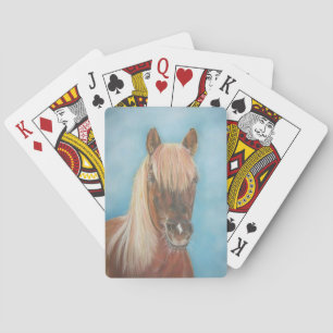 chestnut mare with blonde mane equine horse playing cards