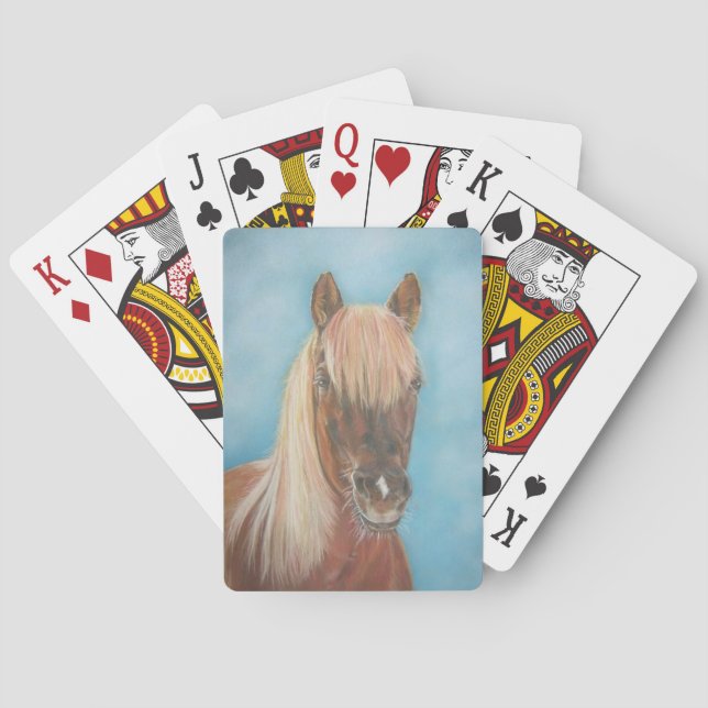 chestnut mare with blonde mane equine horse playing cards (Back)